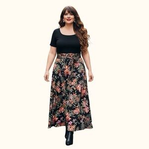 SHEIN Curve Mixed Media Tropical Floral Maxi Dress 4XL